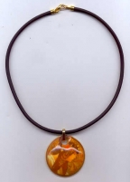 Mucha's "Brunette", Murano Glass Pendant & Cord Necklace
